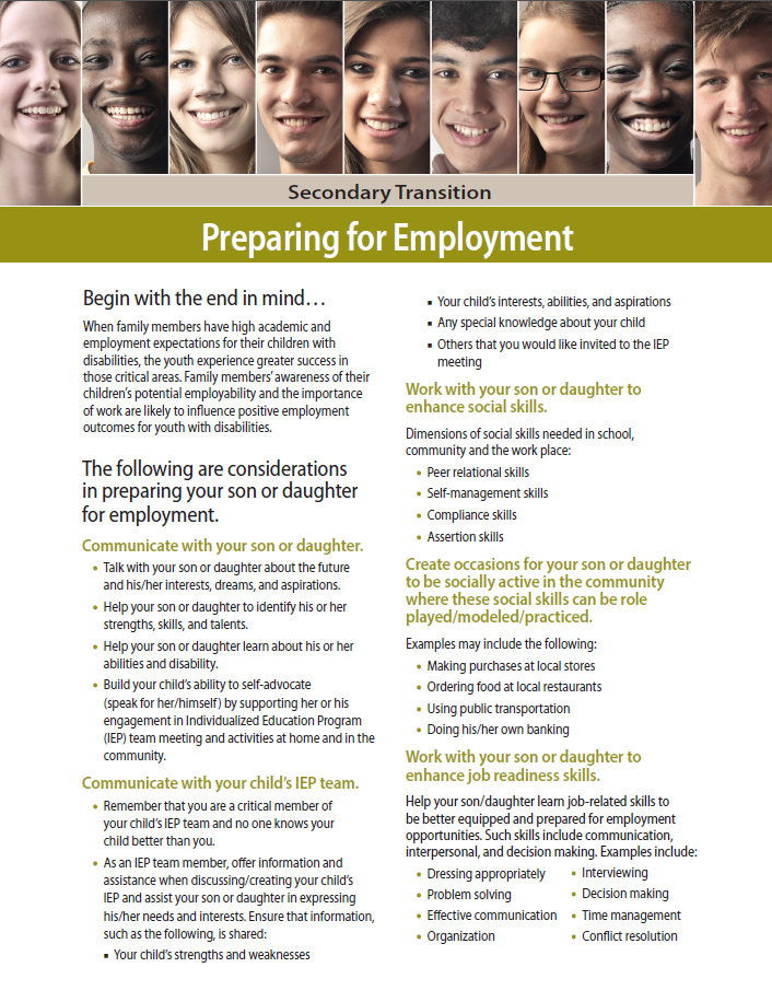 Secondary Transition: Preparing for Employment
